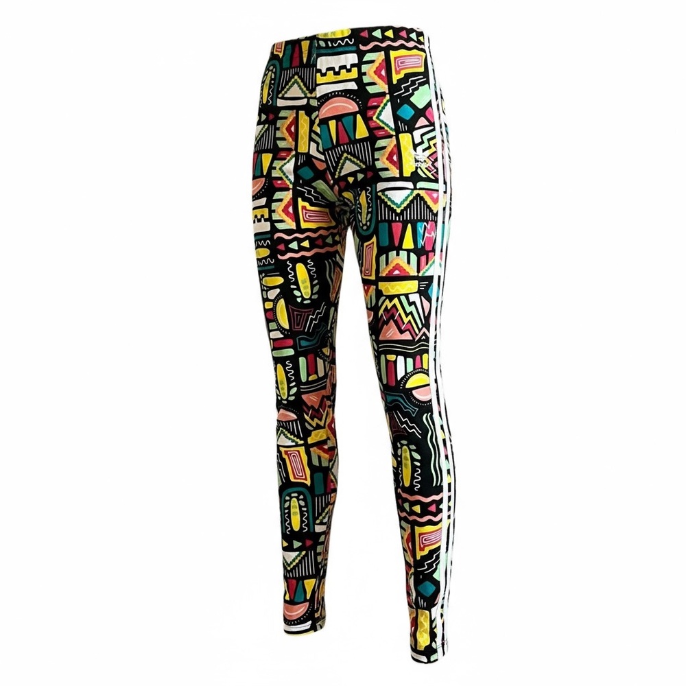 Adidas Kids’ Originals x The FARM Multicolor Geo Print 3-Stripe Leggings M